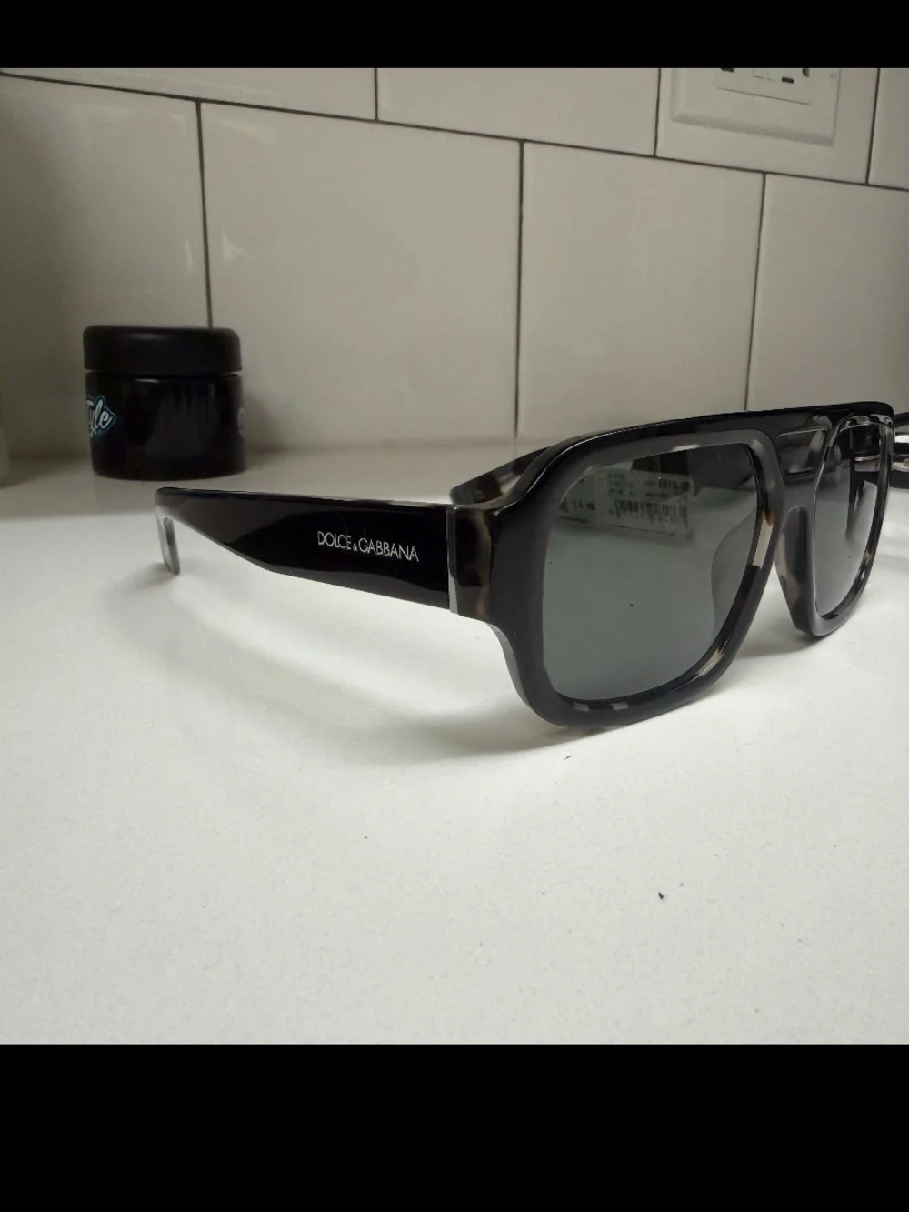 Dolce & Gabbana Black Square Sunglasses with Gray Lenses